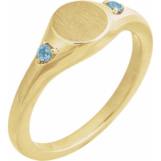 14K Engravable Gemstone Signet Ring