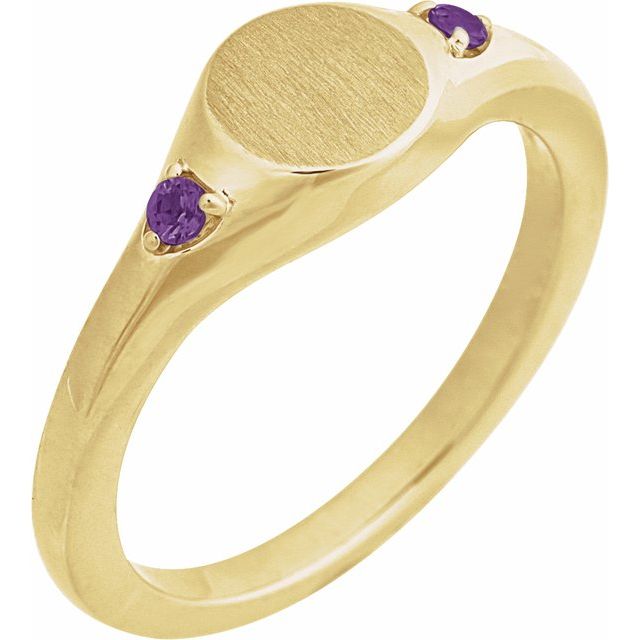 14K Engravable Gemstone Signet Ring