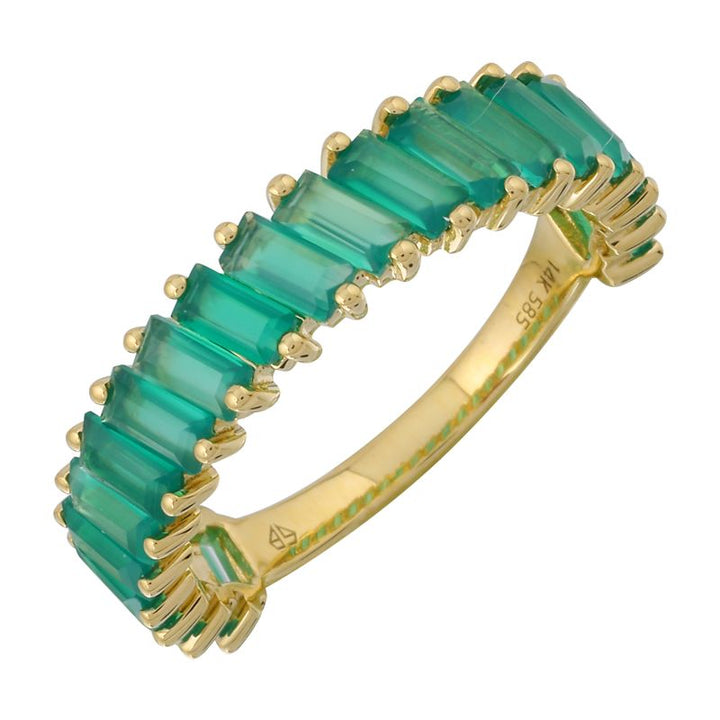14K Slanted Baguette Gemstone Ring