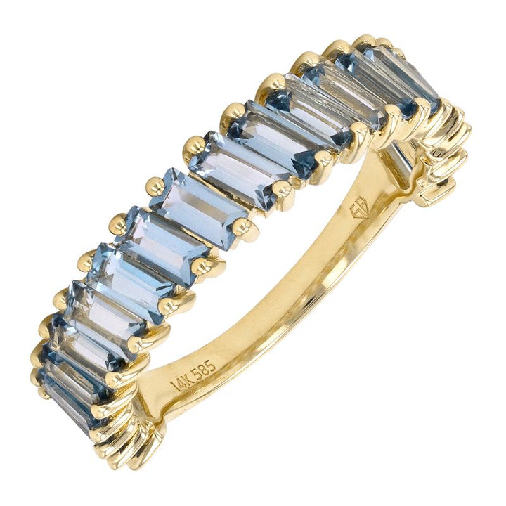 14K Slanted Baguette Gemstone Ring