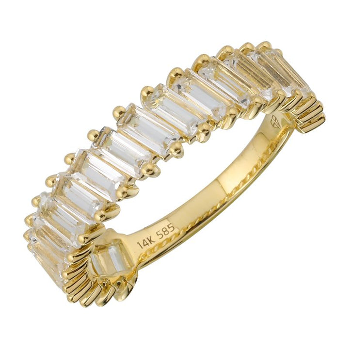 14K Slanted Baguette Gemstone Ring