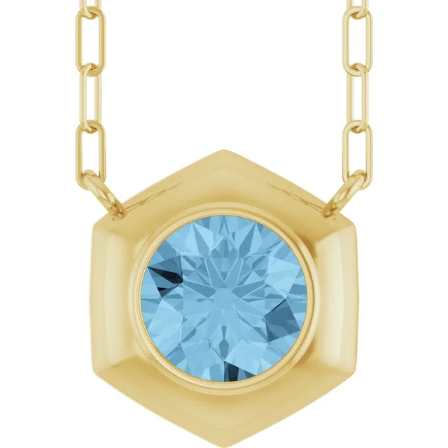 14K Geometric Bezel Gemstone Necklace