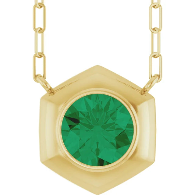 14K Geometric Bezel Gemstone Necklace