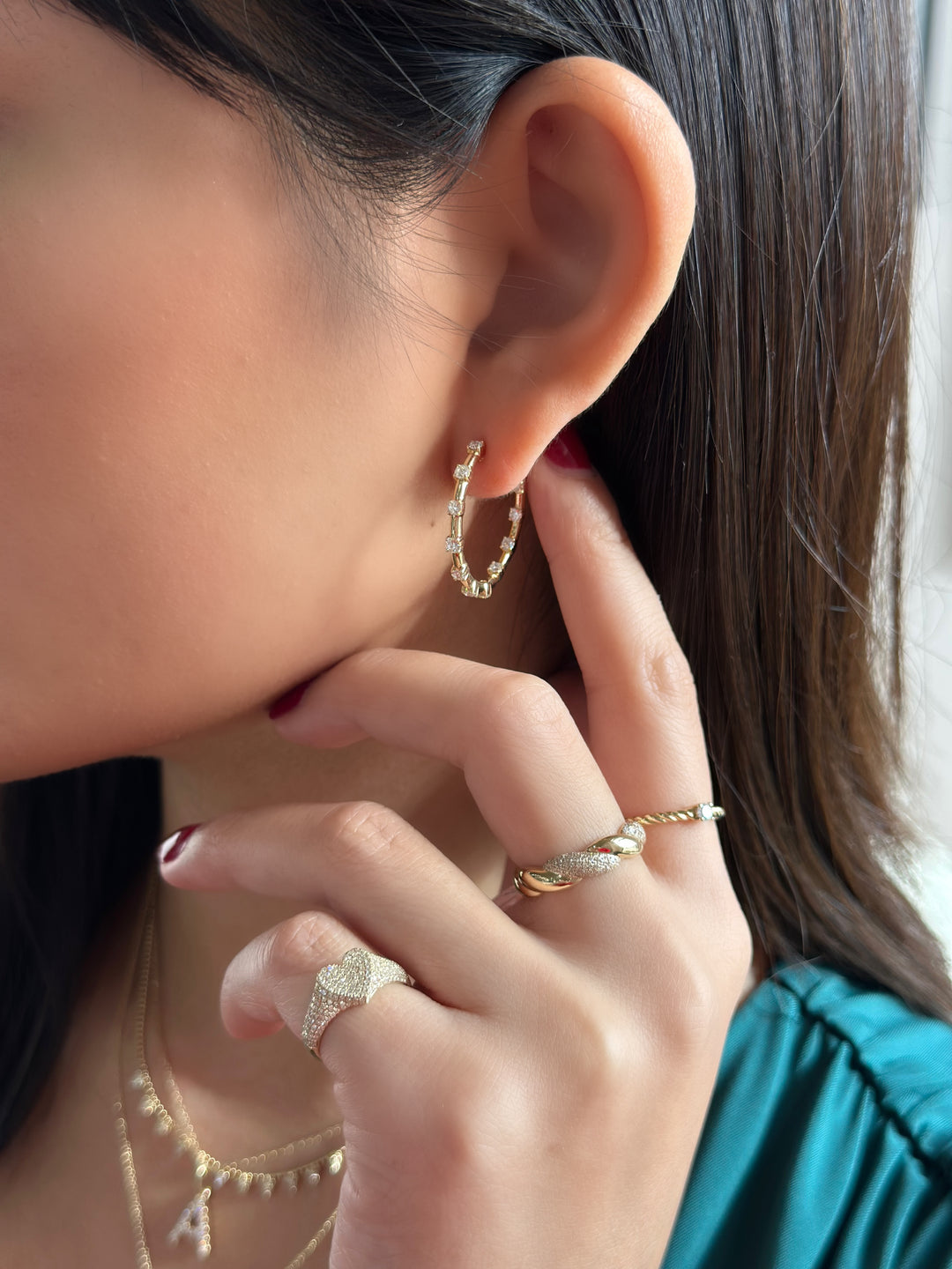 14K 1 CTW Lab Grown Diamond Inside-Outside Hoops