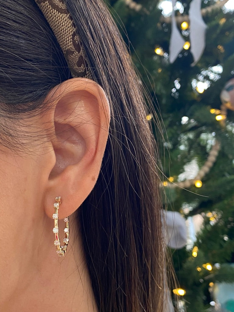 14K 1 CTW Lab Grown Diamond Inside-Outside Hoops