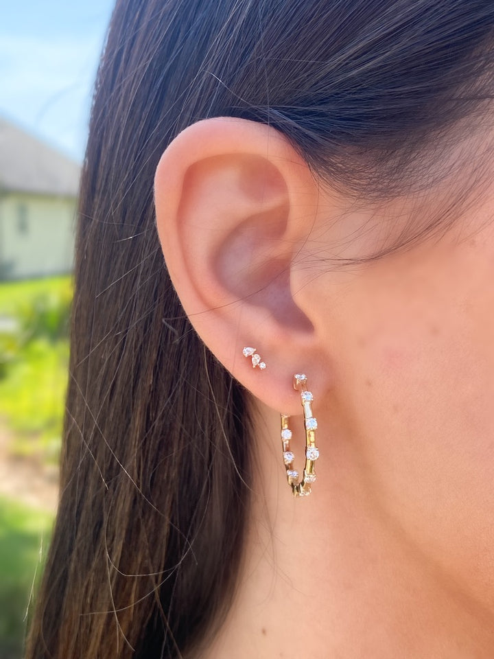 14K 1 CTW Lab Grown Diamond Inside-Outside Hoops