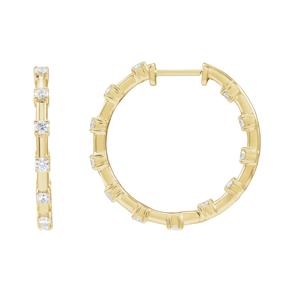 14K 1 CTW Lab Grown Diamond Inside-Outside Hoops
