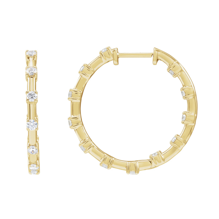 14K 1 CTW Lab Grown Diamond Inside-Outside Hoops