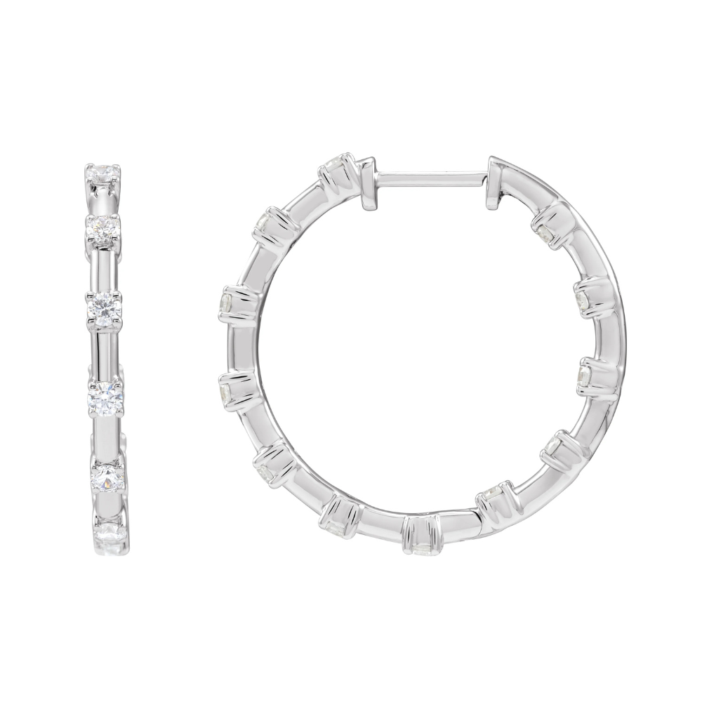 14K 1 CTW Lab Grown Diamond Inside-Outside Hoops