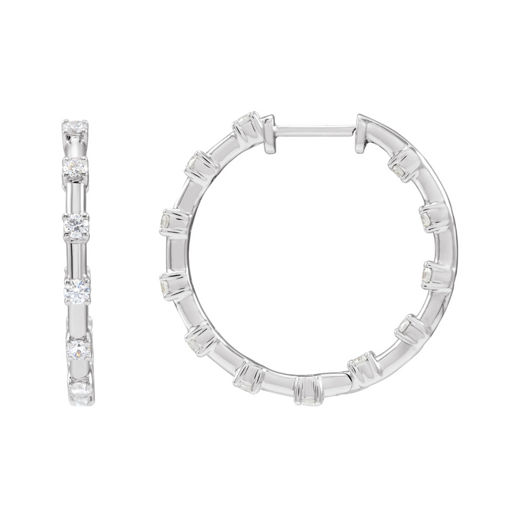 14K 1 CTW Lab Grown Diamond Inside-Outside Hoops