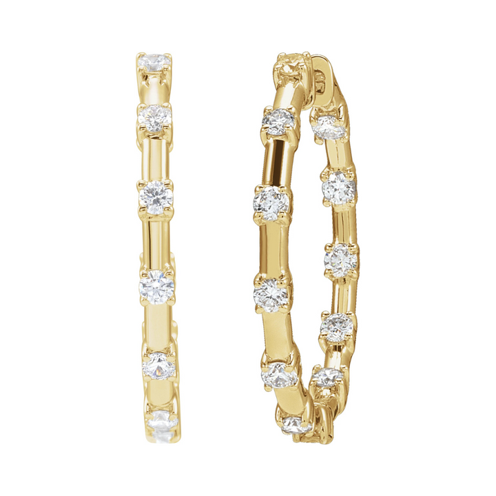 14K 1 CTW Lab Grown Diamond Inside-Outside Hoops