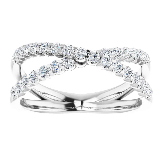 14K 1/2 CTW Diamond Criss-Cross Ring