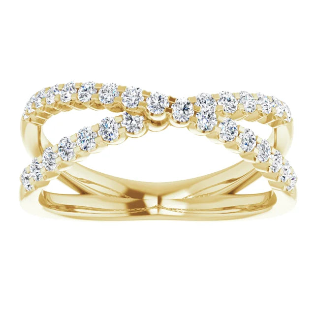 14K 1/2 CTW Diamond Criss-Cross Ring