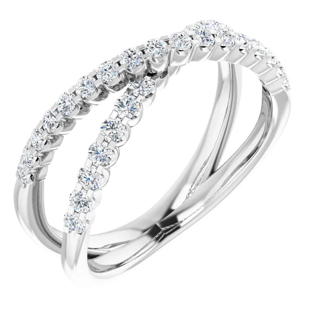 14K 1/2 CTW Diamond Criss-Cross Ring