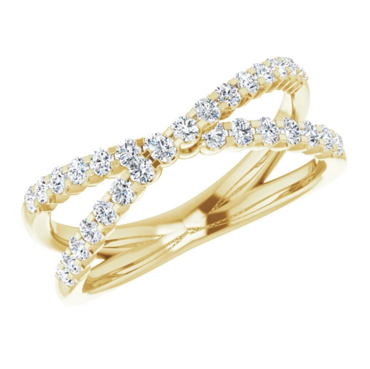 14K 1/2 CTW Diamond Criss-Cross Ring