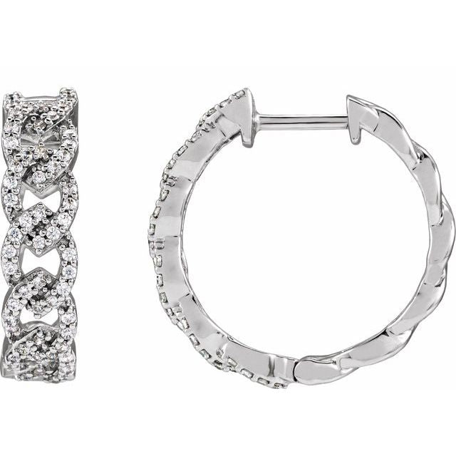 14K 1/2 CTW Lab Grown Diamond Chain Link Hoops