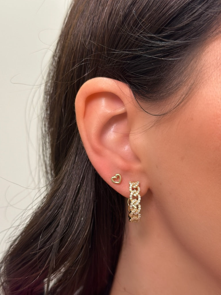 14K 1/2 CTW Lab Grown Diamond Chain Link Hoops