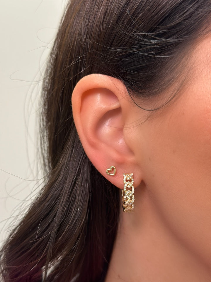 14K 1/2 CTW Lab Grown Diamond Chain Link Hoops