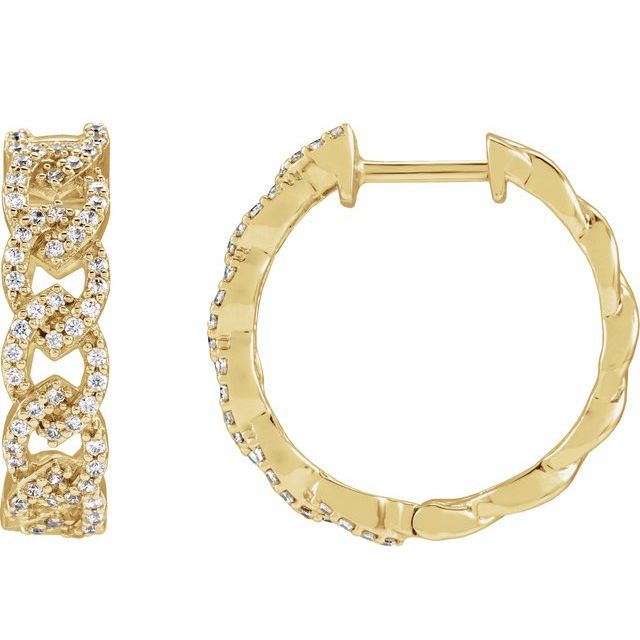 14K 1/2 CTW Lab Grown Diamond Chain Link Hoops
