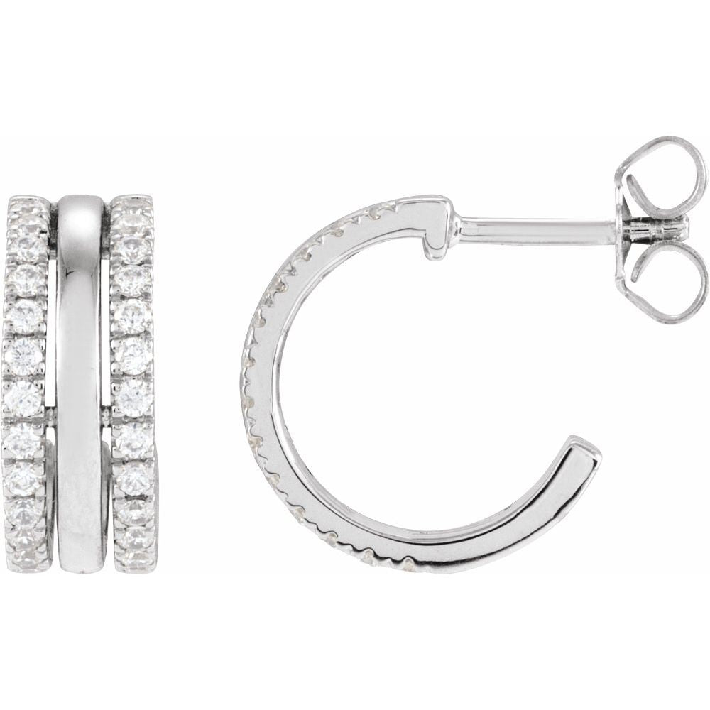 14K 1/2 CTW Natural Diamond Triple Hoops
