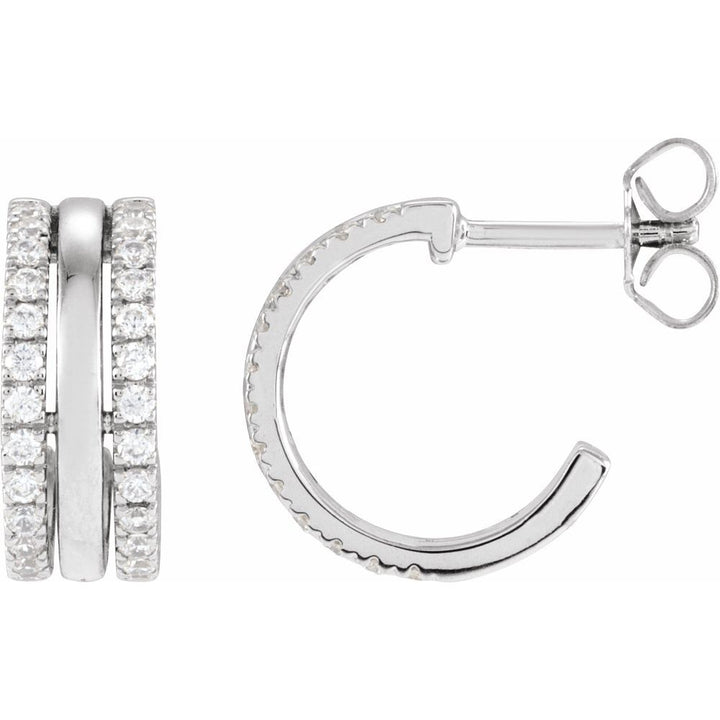 14K 1/2 CTW Natural Diamond Triple Hoops