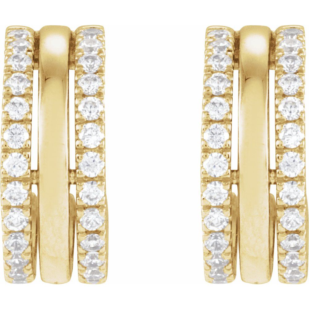 14K 1/2 CTW Natural Diamond Triple Hoops