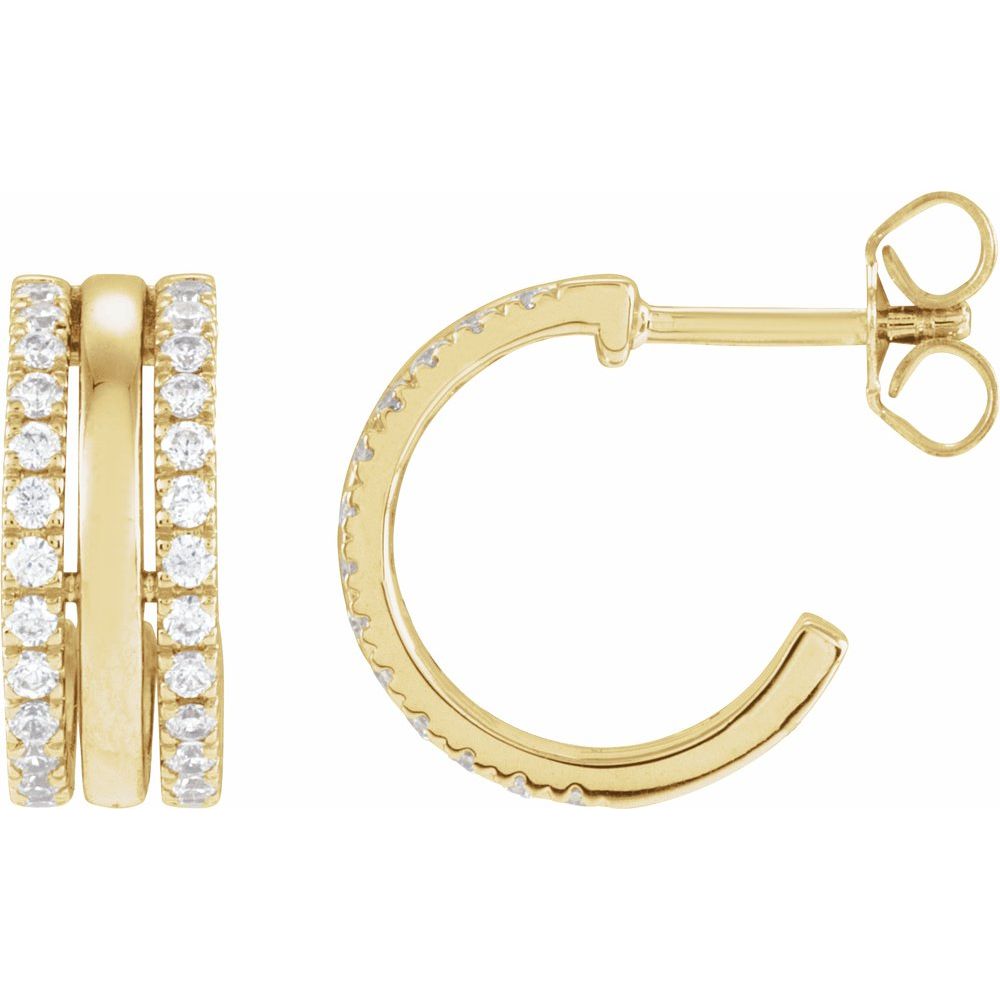 14K 1/2 CTW Natural Diamond Triple Hoops