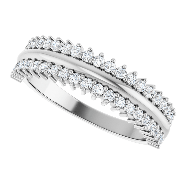 14K 1/3 CTW Natural Diamond Double Row Anniversary Band