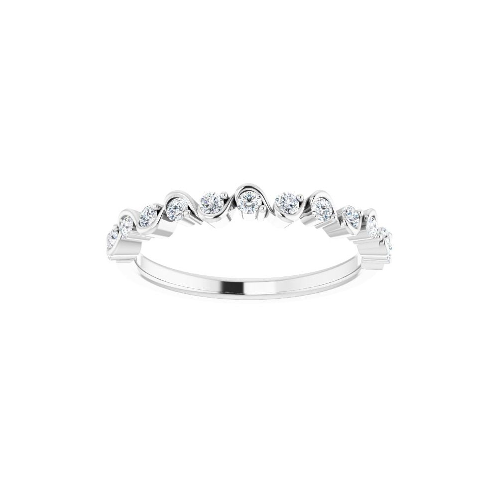 14K 1/4 CTW Natural Diamond Wave Anniversary Band