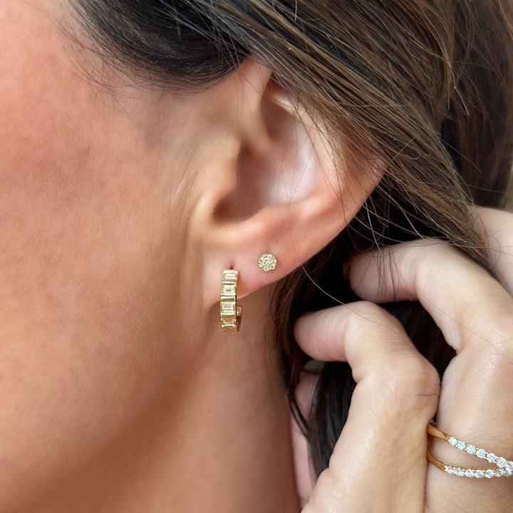 14K 1/5 CTW Natural Diamond Baguette Hoops