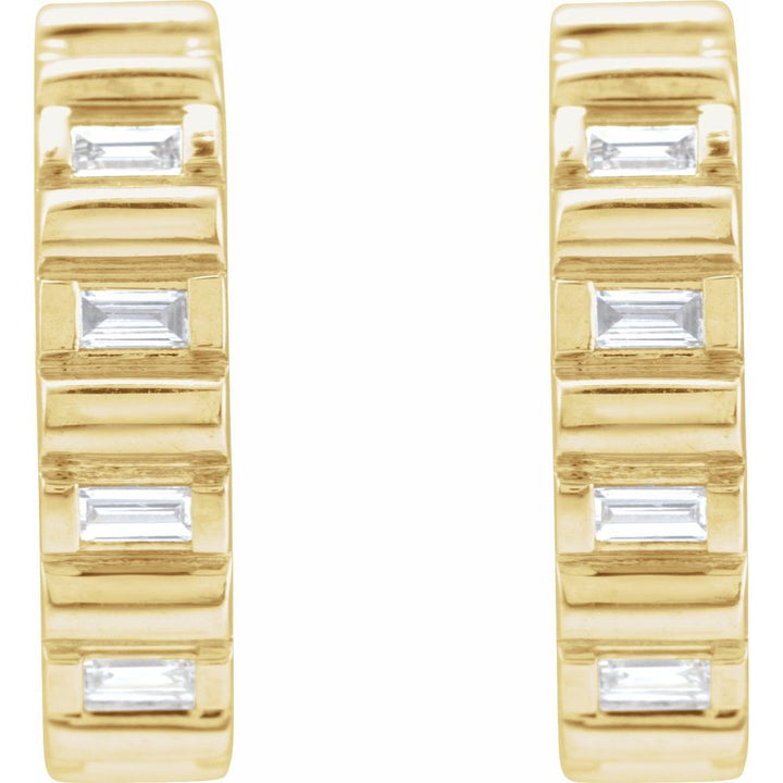 14K 1/5 CTW Natural Diamond Baguette Hoops