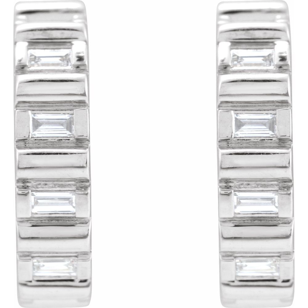 14K 1/5 CTW Natural Diamond Baguette Hoops