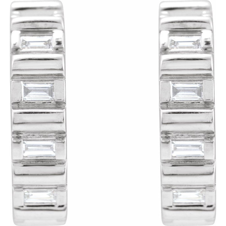 14K 1/5 CTW Natural Diamond Baguette Hoops
