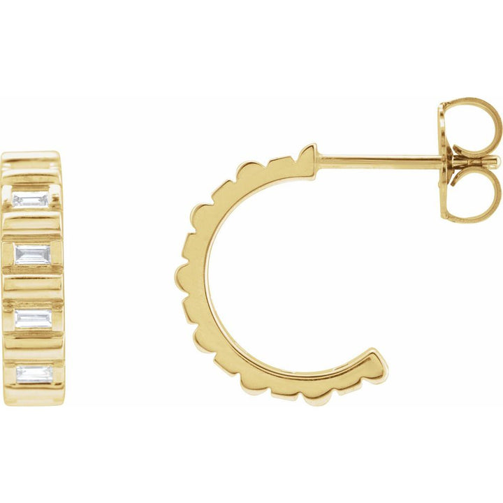 14K 1/5 CTW Natural Diamond Baguette Hoops