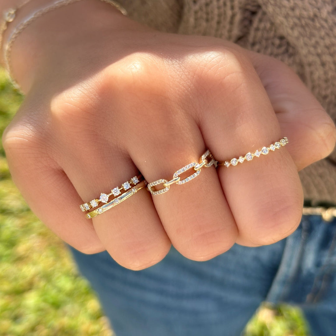 14K 1/6 CTW Natural Diamond Chain Link Ring