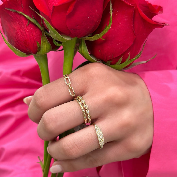14K 1/6 CTW Natural Diamond Chain Link Ring