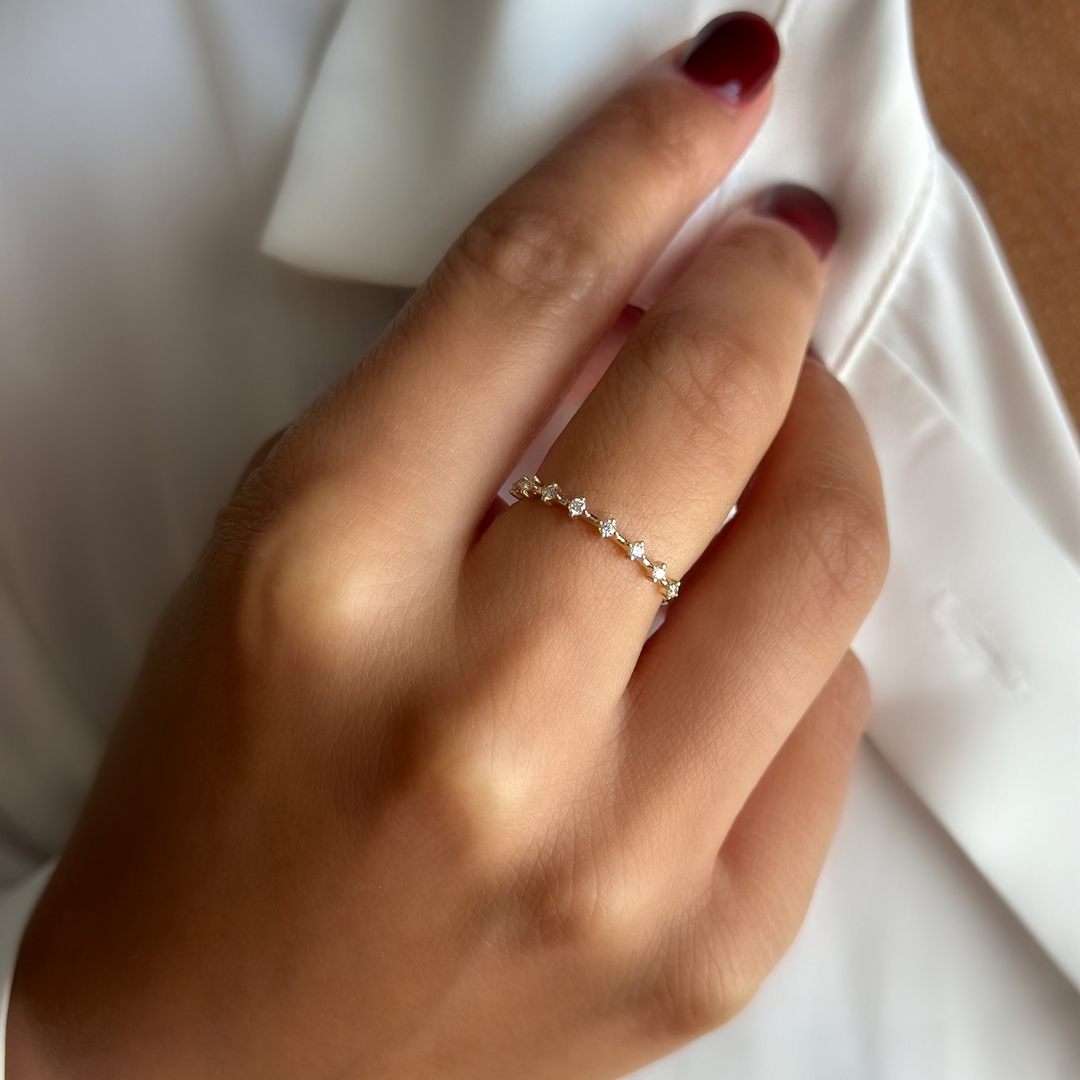 14K 1/8 CTW Natural Diamond Stack Ring