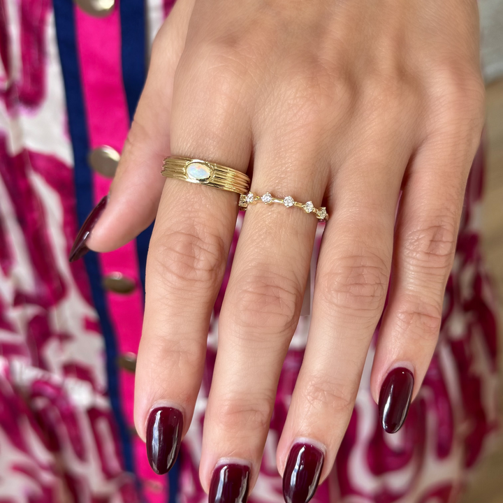 14K 1/8 CTW Natural Diamond Stack Ring