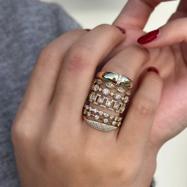 14K 1/8 CTW Natural Diamond Stack Ring