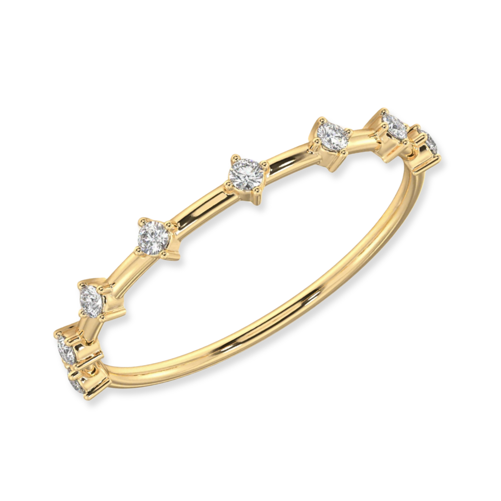 14K 1/8 CTW Natural Diamond Stack Ring