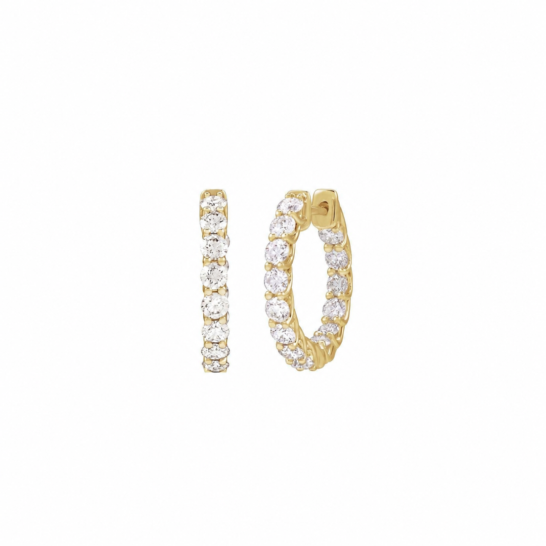 14K 2 1/5 CTW Diamond Inside-Outside Hoops