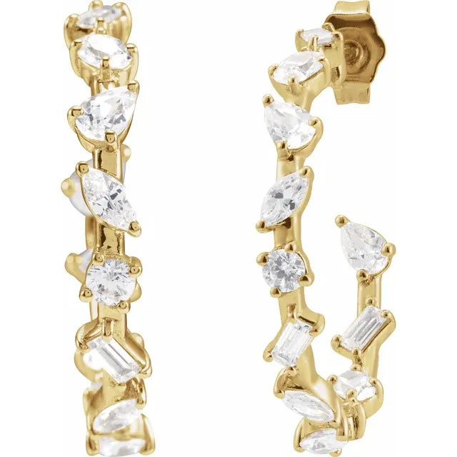 14K 2 CTW Lab Grown Diamond Multi-Shape Hoops
