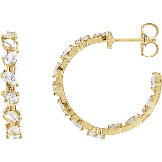 14K 2 CTW Lab Grown Diamond Multi-Shape Hoops