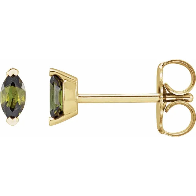14K 2-Prong Marquise Gemstone Stud