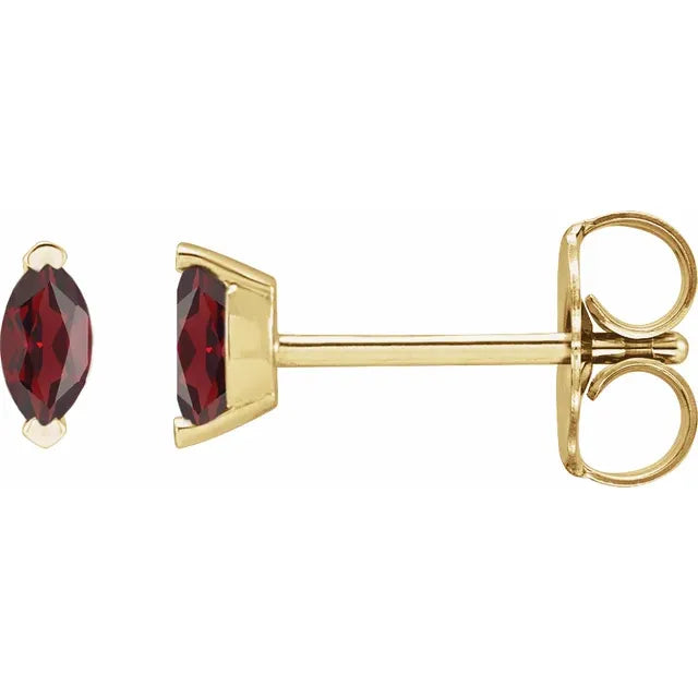 14K 2-Prong Marquise Gemstone Stud