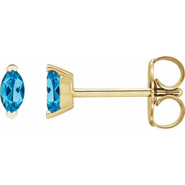 14K 2-Prong Marquise Gemstone Stud