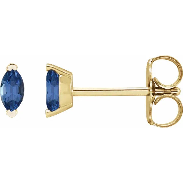 14K 2-Prong Marquise Gemstone Stud