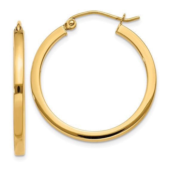 14K 2mm Square Tube Hoops