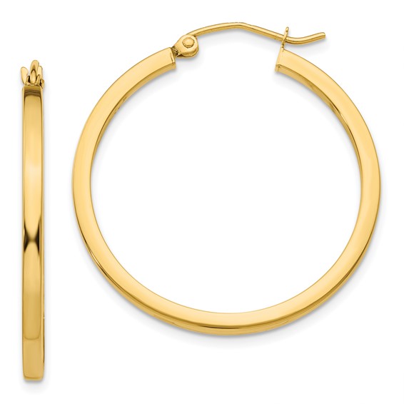 14K 2mm Square Tube Hoops