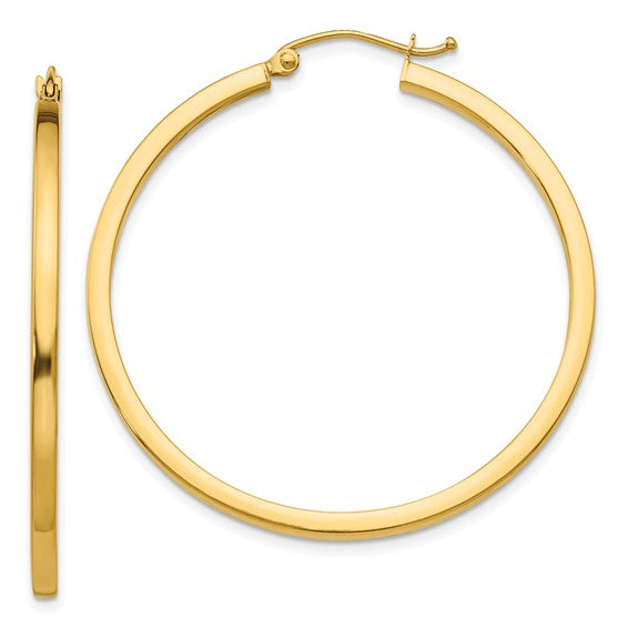 14K 2mm Square Tube Hoops